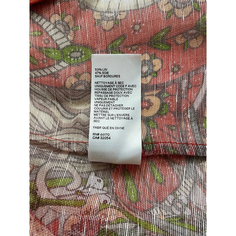 Zimmermann Kaleidoscope Zodiac Aries Top Shirt Red Orange Floral Linen Silk 0P - Picture 9 of 10